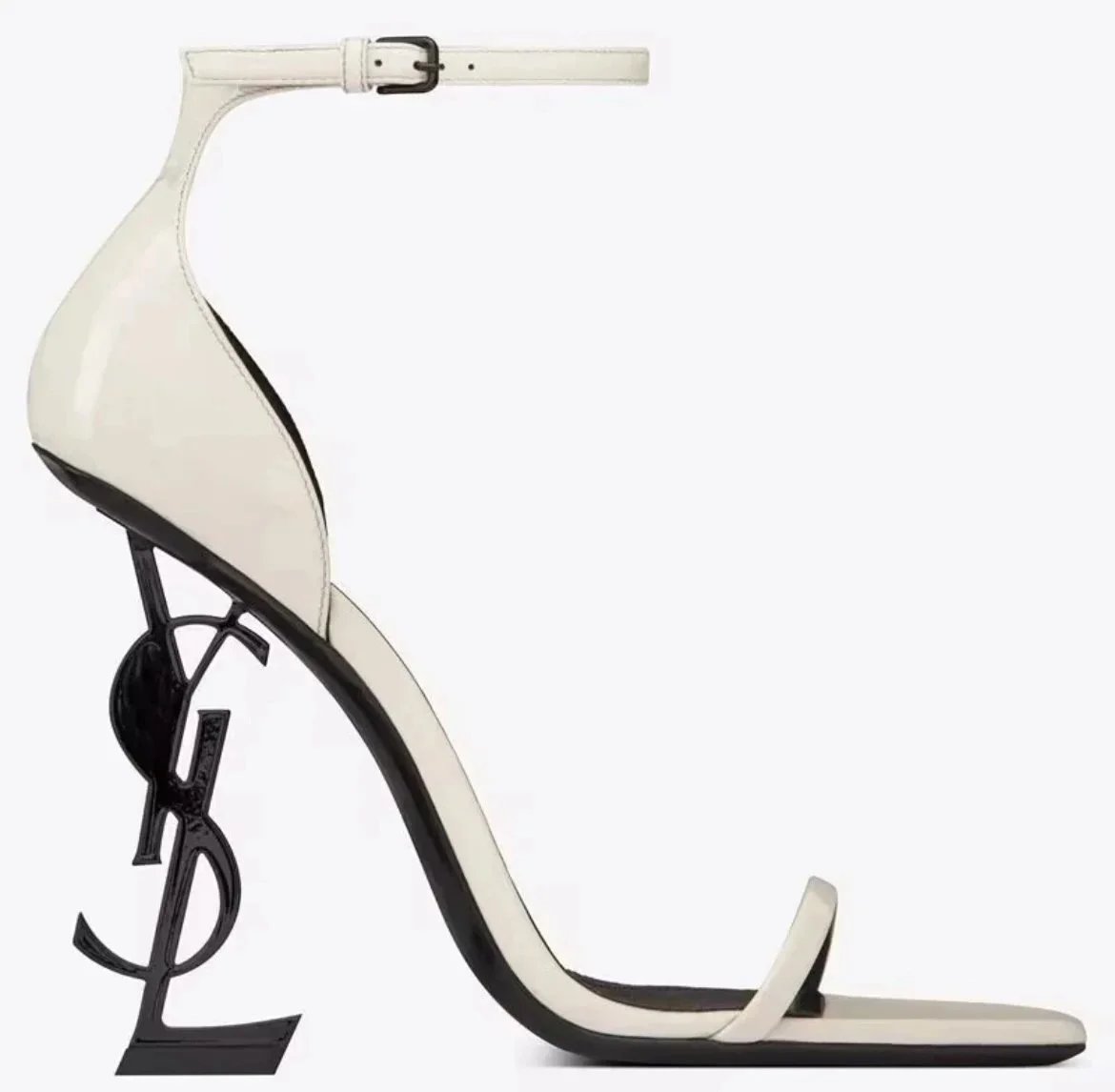 18 white and black heels